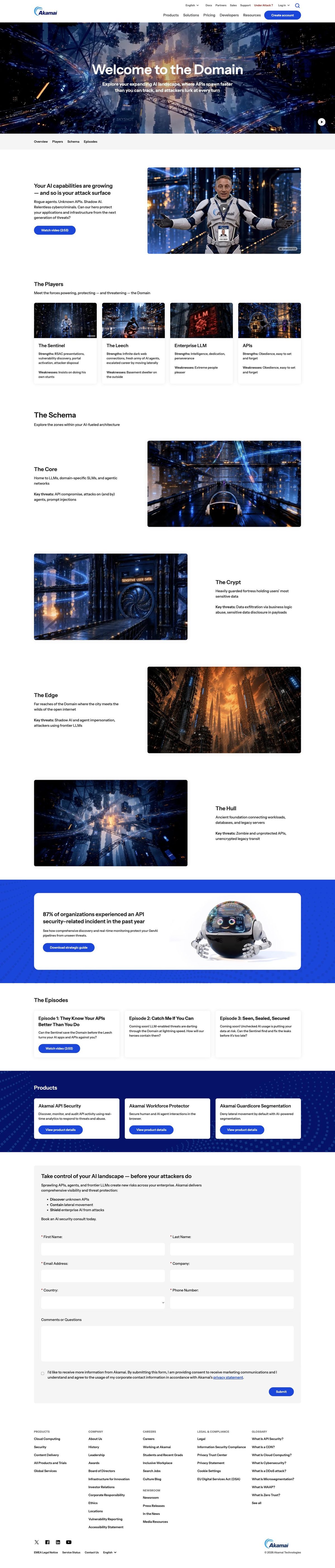 The Domain campaign page running on akamai.com