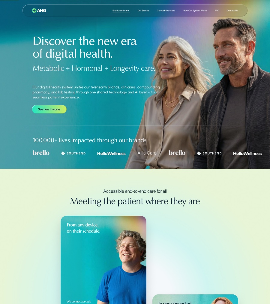 The new Allia Health Group homepage
