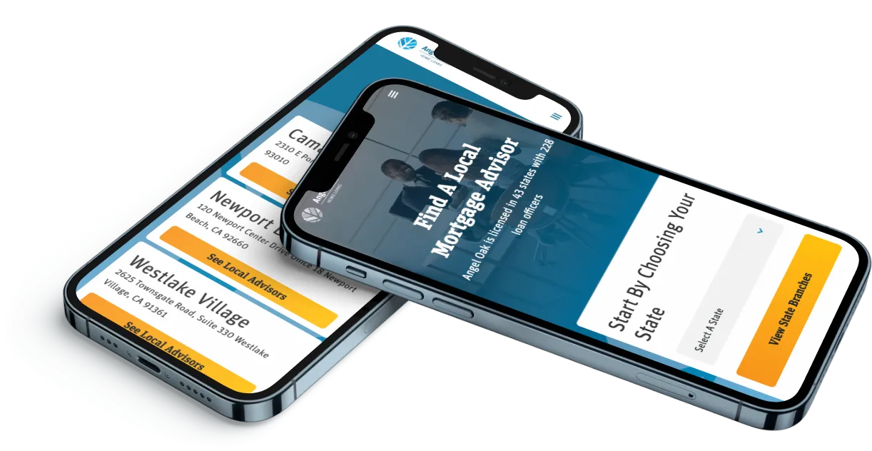 The branch locator on an iPhone — find a local mortgage advisor by state