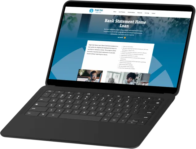 A Bank Statement Home Loan campaign landing page on a Pixelbook Go