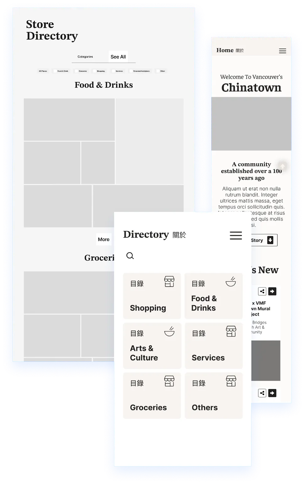 The store directory, browsable by category