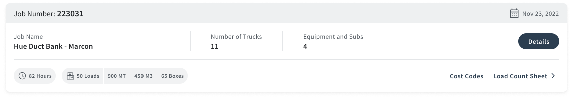 A job card component
