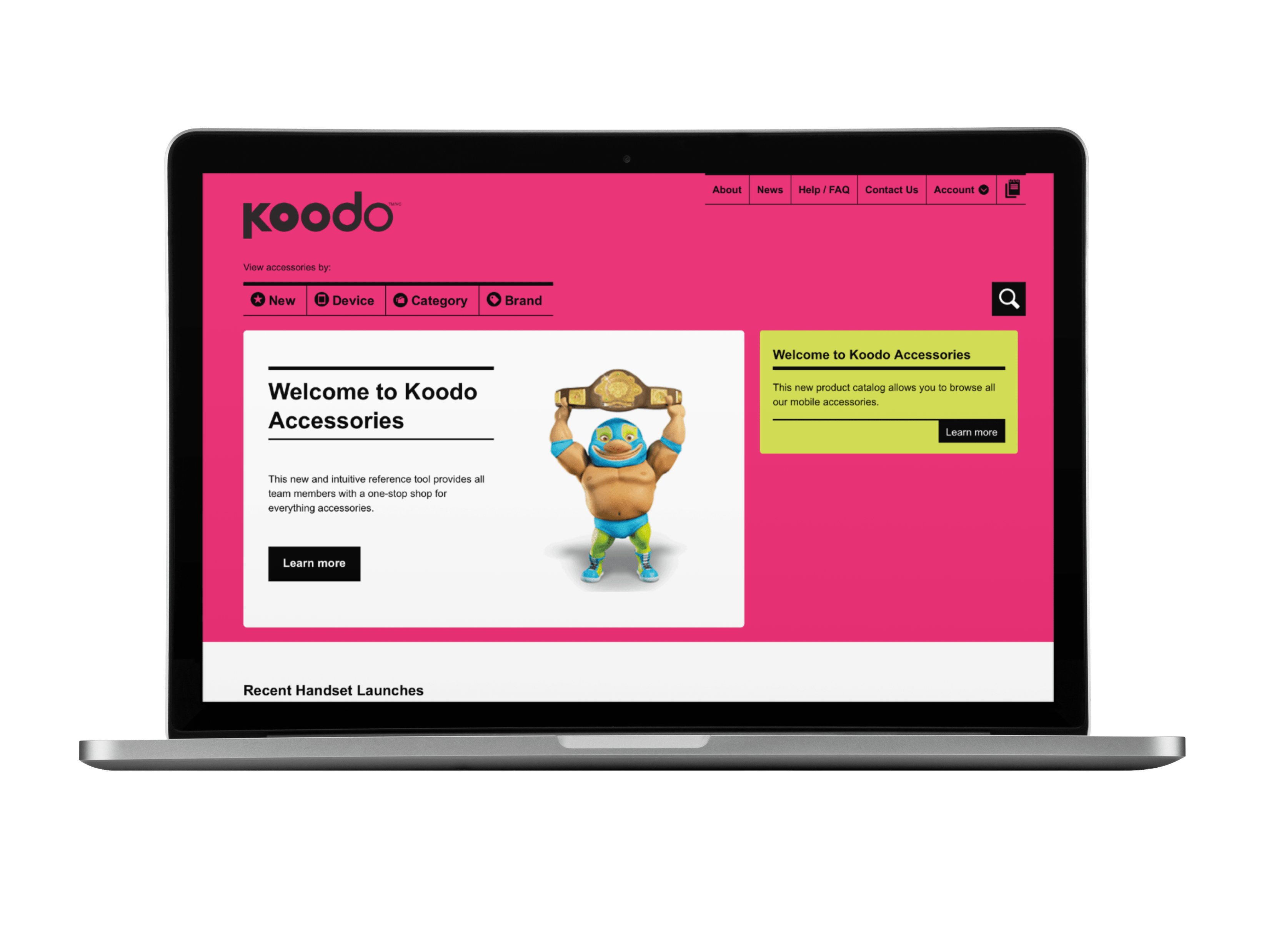 The Koodo-branded accessories catalogue shown on a laptop