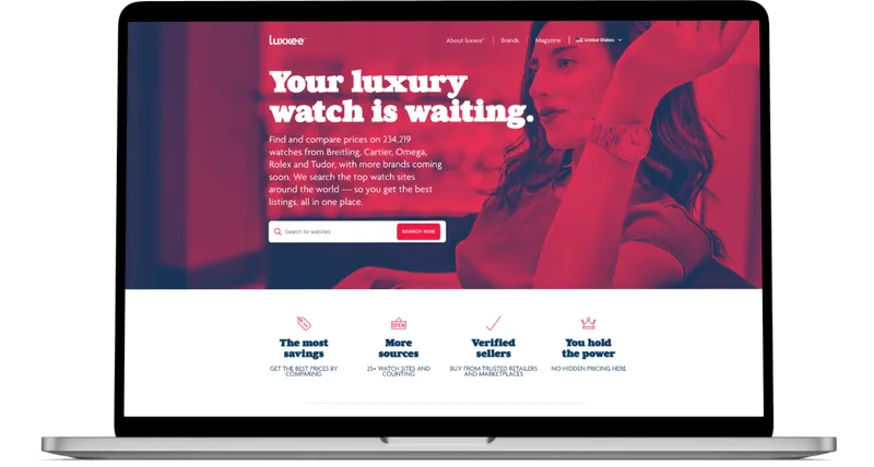 The luxxee homepage on a MacBook