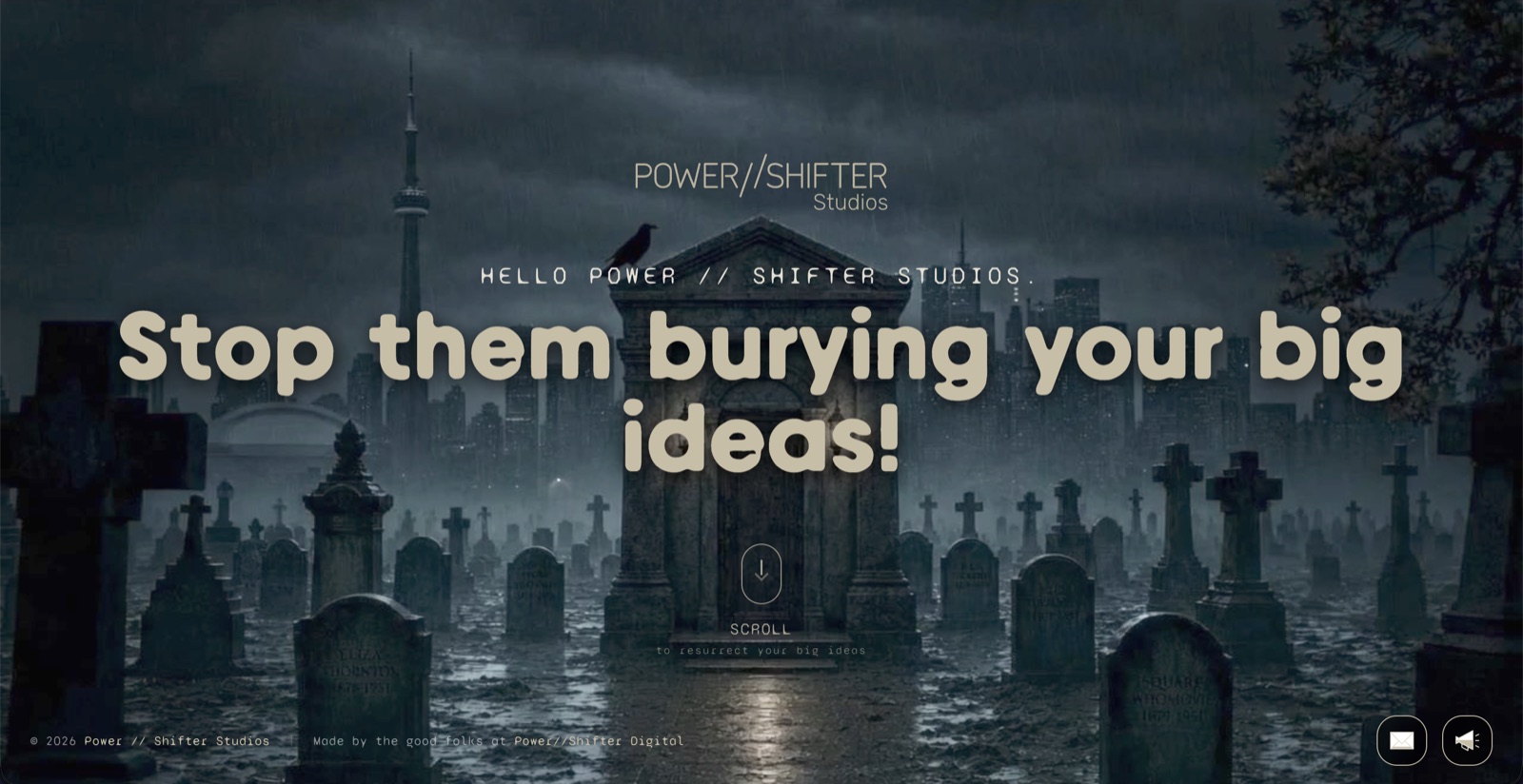 A Resurrection Campaign microsite — one per-agency instance with its own resurrected film, served from its own slug.