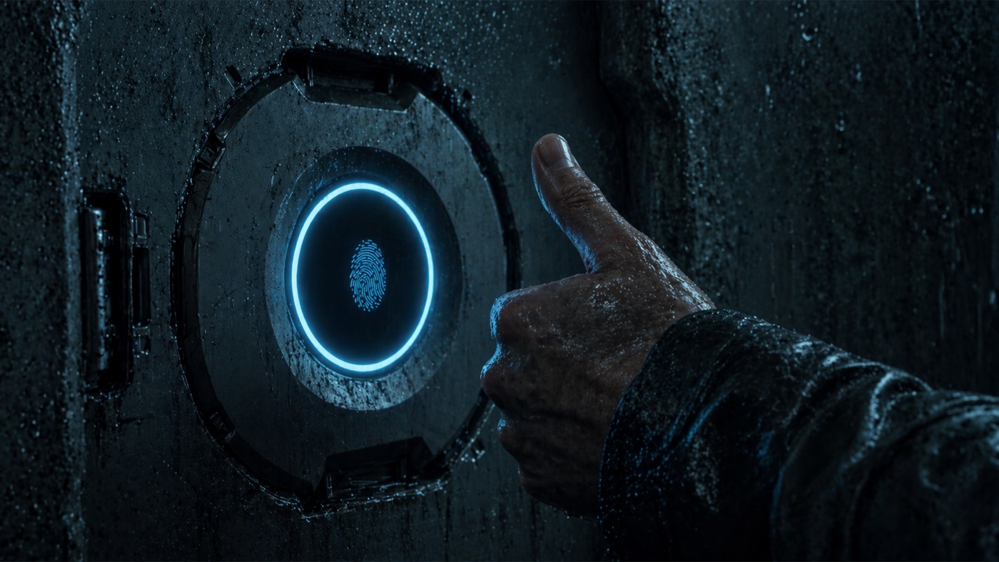 A thumbprint scanner detail