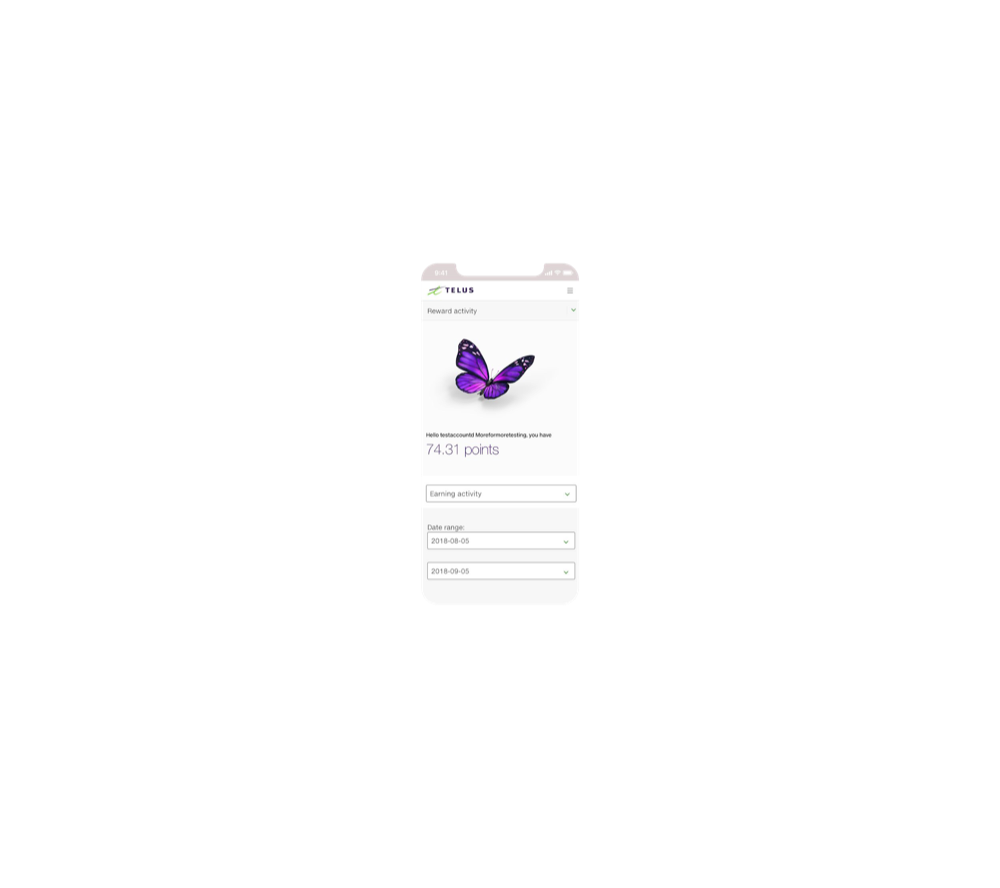 The Rewards mobile activity view